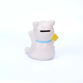   Macika rózsaszín füles, sárga virágos 10 x 13 x 8 cm - porcelán pénzérme gyűjtő persely