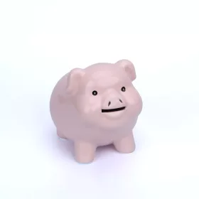   Halvány rózsaszínű malacpersely, porcelán - 15 x 14 x 11 cm
