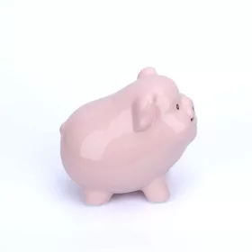   Halvány rózsaszínű malacpersely, porcelán - 15 x 14 x 11 cm