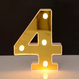   LED Dekoráció Betűk Ábécé Száma Lámpa 22 cm Arany - 4 Szám