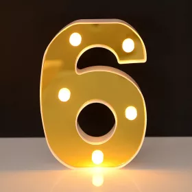   LED Dekoráció Betűk Ábécé Száma Lámpa 22 cm Arany - 6 Szám