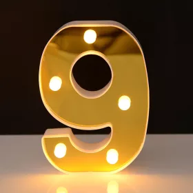   LED Dekoráció Betűk Ábécé Száma Lámpa 22 cm Arany - 9 Szám