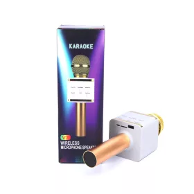   Bluetooth Karaoke Mikrofon, Beépített Hangszóróval V7 - Arany
