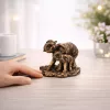 Elefánt család díszszobor 10 cm – bronz hatású dekoráció