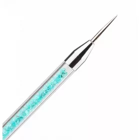    Torch kétfunkciós körömépítő ecset és tűhegyes díszítő fejjel 16,5 cm 1.0 tűhegyes TŰ+ 2# Ecset - aoi-kék színű