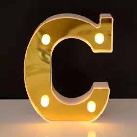   LED Dekoráció Betűk Ábécé Száma Lámpa 22 cm Arany - C ábécé