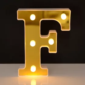   LED Dekoráció Betűk Ábécé Száma Lámpa 22 cm Arany - F ábécé