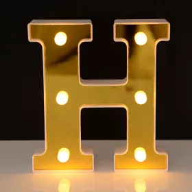   LED Dekoráció Betűk Ábécé Száma Lámpa 22 cm Arany - H ábécé