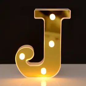   LED Dekoráció Betűk Ábécé Száma Lámpa 22 cm Arany - J ábécé