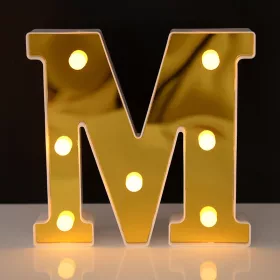   LED Dekoráció Betűk Ábécé Száma Lámpa 22 cm Arany - M ábécé