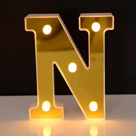   LED Dekoráció Betűk Ábécé Száma Lámpa 22 cm Arany - N ábécé