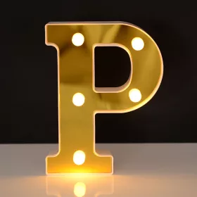   LED Dekoráció Betűk Ábécé Száma Lámpa 22 cm Arany - P ábécé