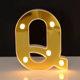   LED Dekoráció Betűk Ábécé Száma Lámpa 22 cm Arany - Q ábécé