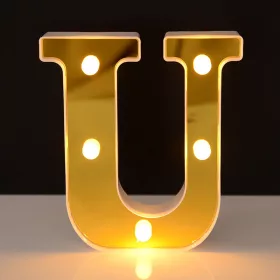   LED Dekoráció Betűk Ábécé Száma Lámpa 22 cm Arany - U ábécé