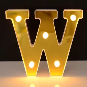   LED Dekoráció Betűk Ábécé Száma Lámpa 22 cm Arany - W ábécé