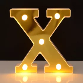   LED Dekoráció Betűk Ábécé Száma Lámpa 22 cm Arany - X ábécé