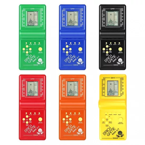 Retro elektronikus Tetris tégla játék gép, klasszikus kézi pocket játék gép
