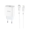 Earldom G02 PD20W hálózati töltő 1 m -es USB-C - iPhone kábellel fehér