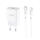 Earldom G02 PD20W hálózati töltő 1 m -es USB-C - iPhone kábellel fehér
