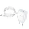 Earldom G02 PD20W hálózati töltő 1 m -es USB-C - iPhone kábellel fehér