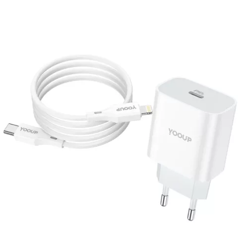 Earldom G02 PD20W hálózati töltő 1 m -es USB-C - iPhone kábellel fehér