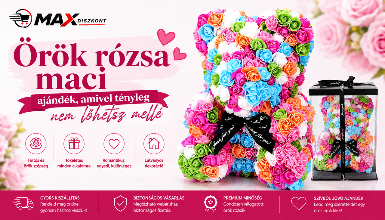 Örök rózsa maci - ajándék, amivel tényleg nem lőhetsz mellé